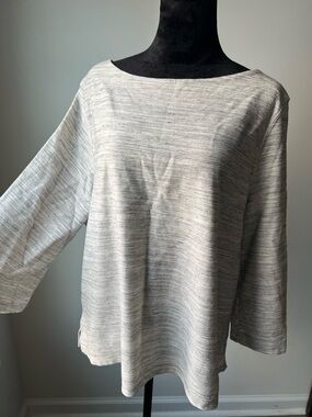 Boatneck Long-Sleeve Top - Heather Gray - XXL